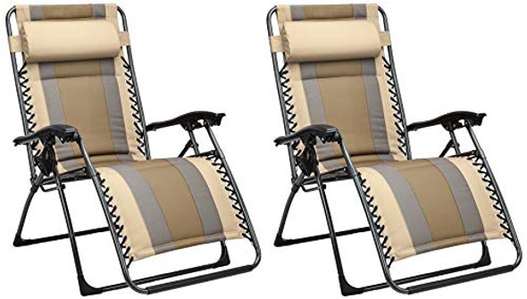 Amazon Basics Outdoor Padded Zero Gravity Folding Lounge Chair Pack of 2 - Beige