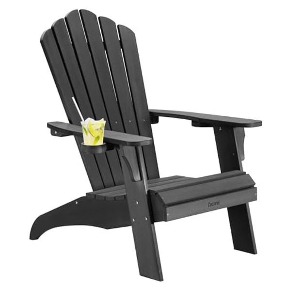 CECAROL OVERSIZED ADIRONDACK CHAIR PLASTIC OUTDOOR FIRE PIT CHAIR AC01 - BLACK