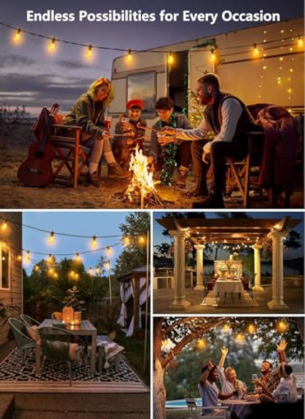 Brightown Outdoor String Lights 35FT with 10 Edison Bulbs - Black