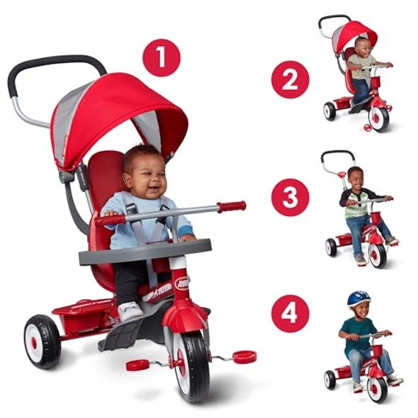 RADIO FLYER STROLLER TRICYCLE EZ FOLD 4-IN-1 STROLL 'N TRIKE FOR INFANT RED