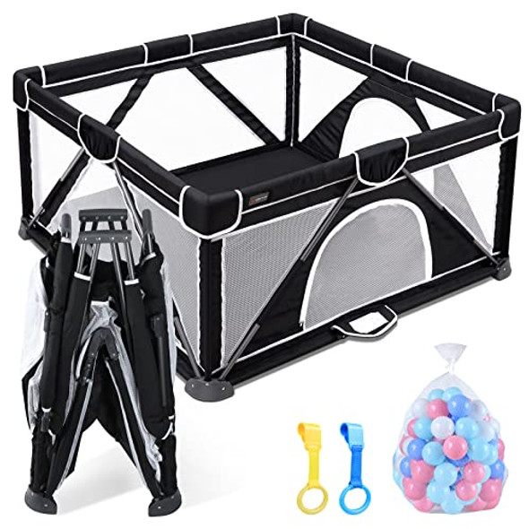 ANGELBLISS BABY PLAYPEN FOLDABLE PLAYPEN FOR BABIES AND TODDLERS - BLACK