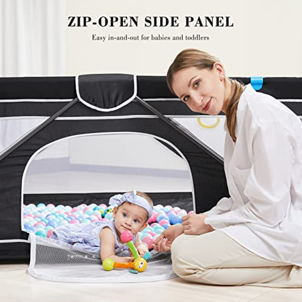 ANGELBLISS BABY PLAYPEN FOLDABLE PLAYPEN FOR BABIES AND TODDLERS - BLACK