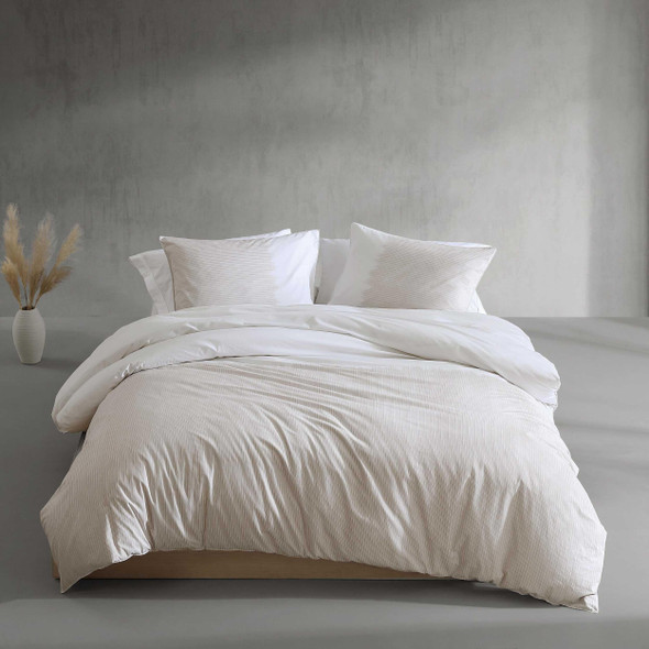 CALVIN KLEIN - KING DUVET COVER, PERCLOE SOFT COTTON - IKAT PINSTRIPE New