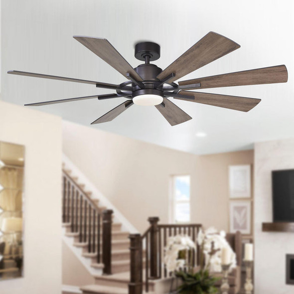 PARROT UNCLE 60" ORETHA WINDMILL DC CEILING FAN LED LIGHTING - OIL-RUBBED BRONZE