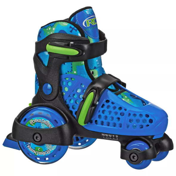 ROLLER DERBY SPORT KIDS' ROLLER SKATE - DINOSAUR  M (11-2) - BLUE/BLACK
