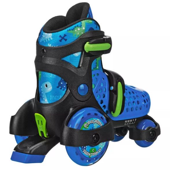 ROLLER DERBY SPORT KIDS' ROLLER SKATE - DINOSAUR  M (11-2) - BLUE/BLACK