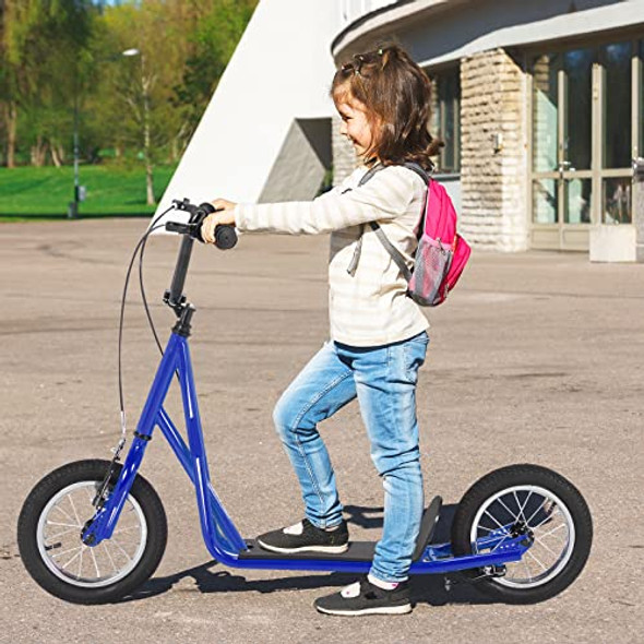 GOPLUS YOUTH KICK SCOOTER KIDS KICK SCOOTER W/ 12-INCH WHEELS 8+ - BLUE GOPLUS YOUTH KICK SCOOTER KIDS KICK SCOOTER W/ 12-INCH WHEELS 8+ - BLUE