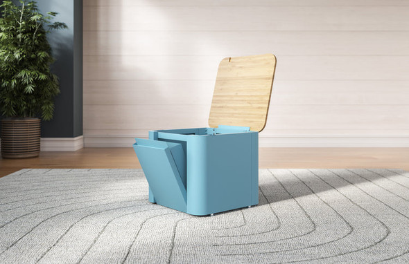 EVEREST GAUGE METAL FREESTANDING CABINET COMPACT STORAGE BENCH - MODERN BLUE