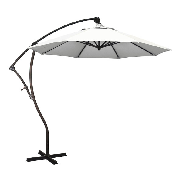 CALIFORNIA UMBRELLA 9' ROUND ALUMINUM CANTILEVER UMBRELLA 360 ROTATION - WHITE