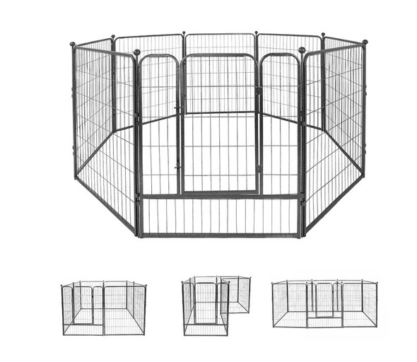 CAPHAUS 40-INCH HEIGHT FOLDABLE HEAVY-DUTY PET PLAYPEN DOOR SET OF 8 - BLACK
