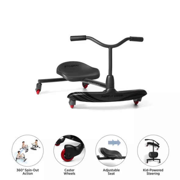RADIO FLYER STINGRAY RIDE-ON STEEL POLYPROPYLENE AGES 3-8 81 LB CAPACITY - BLACK New