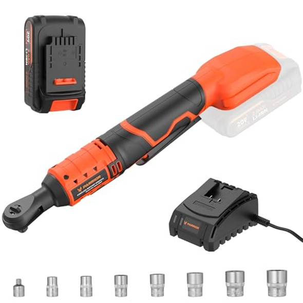 PARRIOR 20V CORDLESS ELECTRIC RATCHET WRENCH SET WITH 7 SOCKETS - ORANGE PARRIOR 20V CORDLESS ELECTRIC RATCHET WRENCH SET WITH 7 SOCKETS - ORANGE