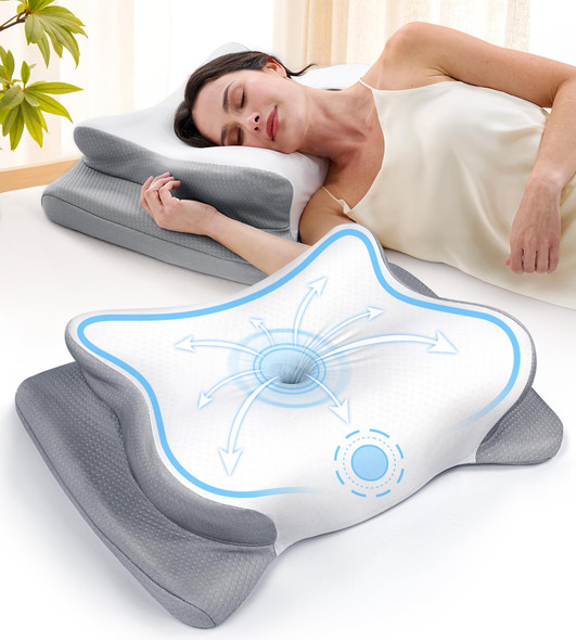 EKIFT EASE NOW CERVICAL NECK PILLOW FOR PAIN RELIEF - GRAY