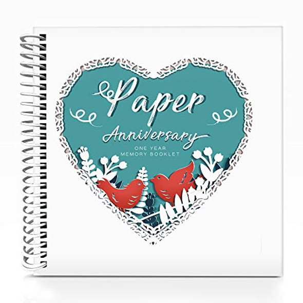 UNCONDITIONAL ROSIE UNIQUE FIRST WEDDING ANNIVERSARY MEMORY BOOK WHITE/GREEN