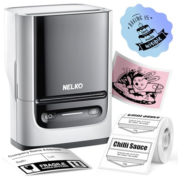 NELKO LABEL MAKER MACHINE WITH TAPE, PM220 BLUETOOTH LABEL PRINTER - WHITE NELKO LABEL MAKER MACHINE WITH TAPE, PM220 BLUETOOTH LABEL PRINTER - WHITE