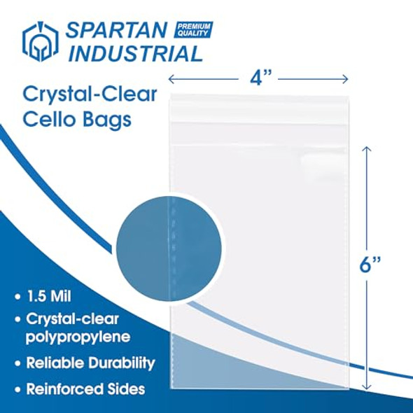 Spartan Industrial - 4"X6" (1000 Count) Crystal Clear Resealable Cello Bags New Spartan Industrial - 4"X6" (1000 Count) Crystal Clear Resealable Cello Bags New