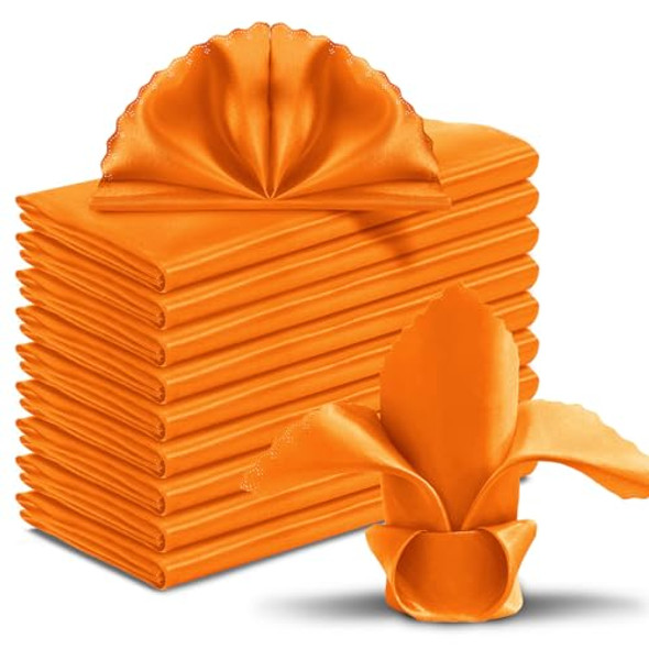 EYCHEI 60 PIECES BURNT ORANGE SATIN NAPKINS 20X20 SATIN CLOTH NAPKINS