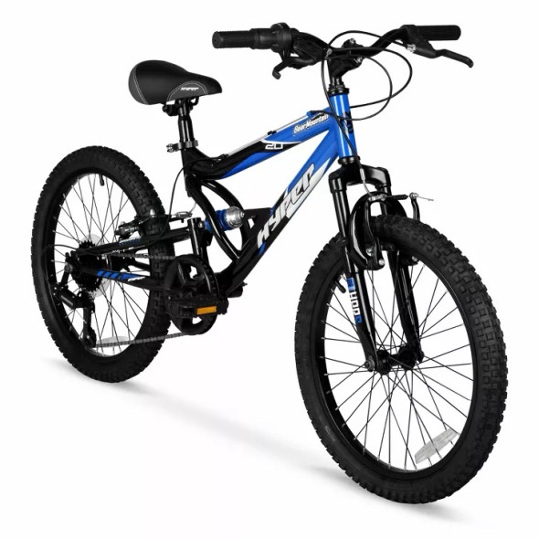 HYPER 20" FULL SUSPENSION BEAR MOUNTAIN BIKE 7-SPEED, STEEL FRAME - BLACK/BLUE