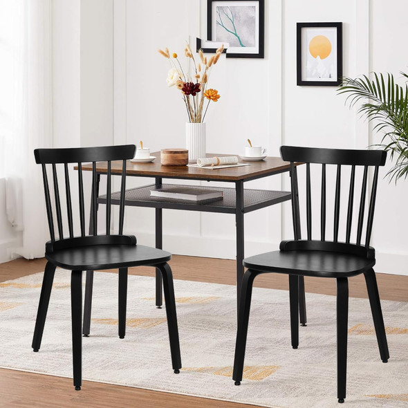 Windsor Chairs Set of 2, Farmhouse Spindle Back Dining Chairs with Bentwood Legs