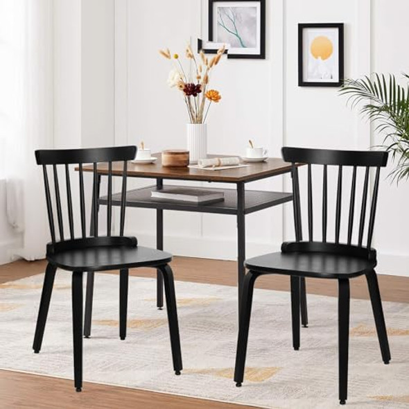Windsor Chairs Set of 2, Farmhouse Spindle Back Dining Chairs with Bentwood Legs