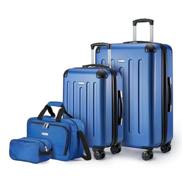 Amazon Basics 4-Piece Luggage Set, Including Two Hardside Suitcases - Navy Blue Amazon Basics 4-Piece Luggage Set, Including Two Hardside Suitcases - Navy Blue