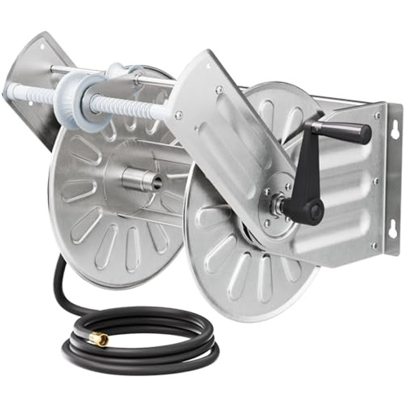 GREENER STAINLESS STEEL HOSE REEL OUTSIDE WALL MOUNT GARDEN HOSE HOLDER - SILVER GREENER STAINLESS STEEL HOSE REEL OUTSIDE WALL MOUNT GARDEN HOSE HOLDER - SILVER