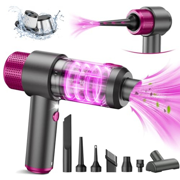 EYYA Handheld Car Vacuum Cleaner Cordless 15000PA High Power 135 - Gray/Pink