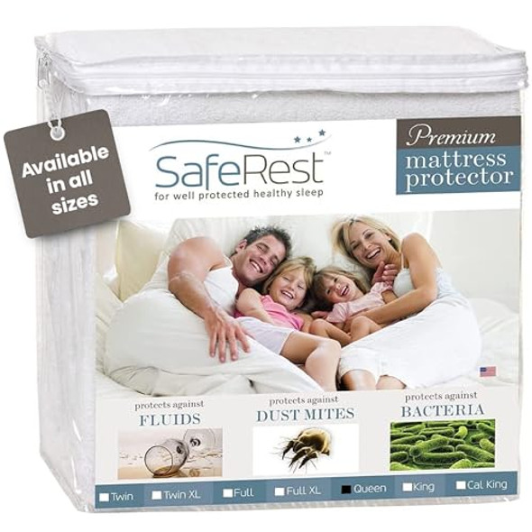 SAFEREST WATERPROOF QUEEN SIZE MATTRESS PROTECTOR FITTED WHITE New