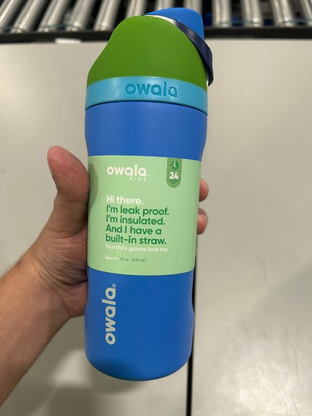 OWALA 16OZ KIDS FREE SIP STAINLESS STEEL WATER BOTTLE - BLUE MACHINE