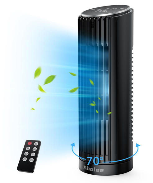 Abolee Tower Fan for Bedroom, 23ft/s Desk Fan with Remote, 70° Oscillating