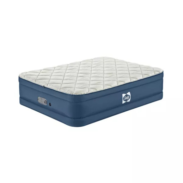 SEALY ALWAYZAIRE TOUGH GUARD DUVET MATTRESS QUEEN BUILT-IN PUMP - BEIGE/BLUE