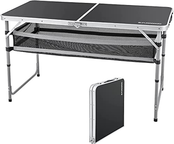 FUNDANGO FOLDING CAMPING TABLE, 4 FT ADJUSTABLE 9C2108 - BLACK