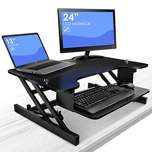 SORBUS SIT-TO-STAND MONITOR RISER DESK - BLACK