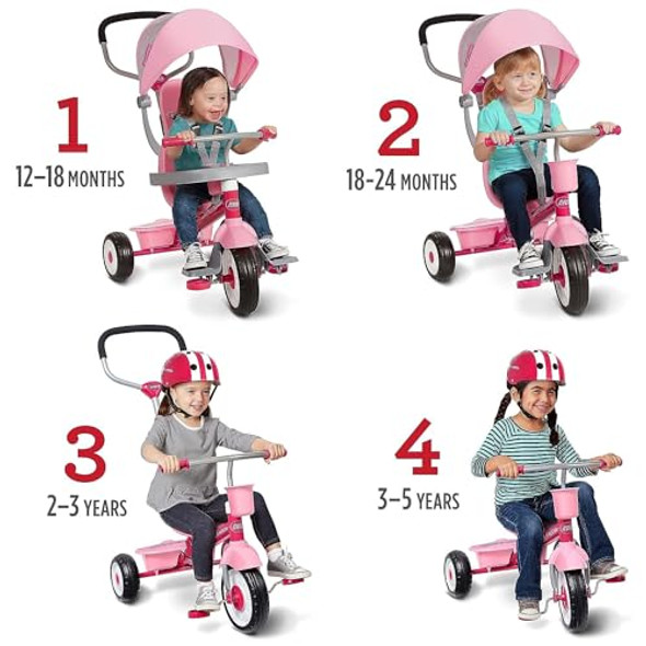 RADIO FLYER TODDLER TRICYCLE BIKE STROLLER ADJUSTABLE SEAT - PINK New