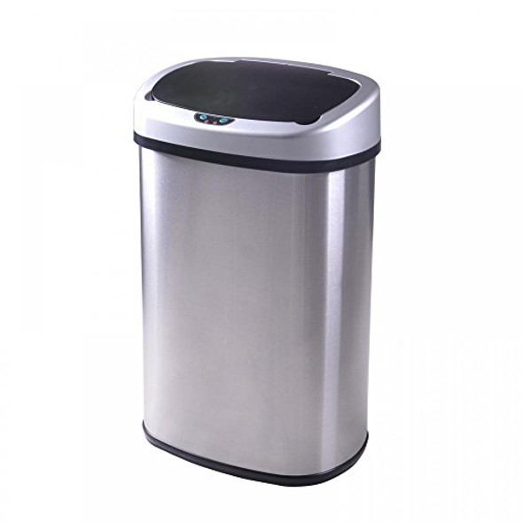 FDW KITCHEN TRASH CAN WITH LID BRUSHED STAINLESS STEEL RECTANGULAR TC-1350R