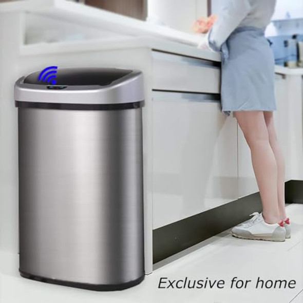 FDW KITCHEN TRASH CAN WITH LID BRUSHED STAINLESS STEEL RECTANGULAR TC-1350R