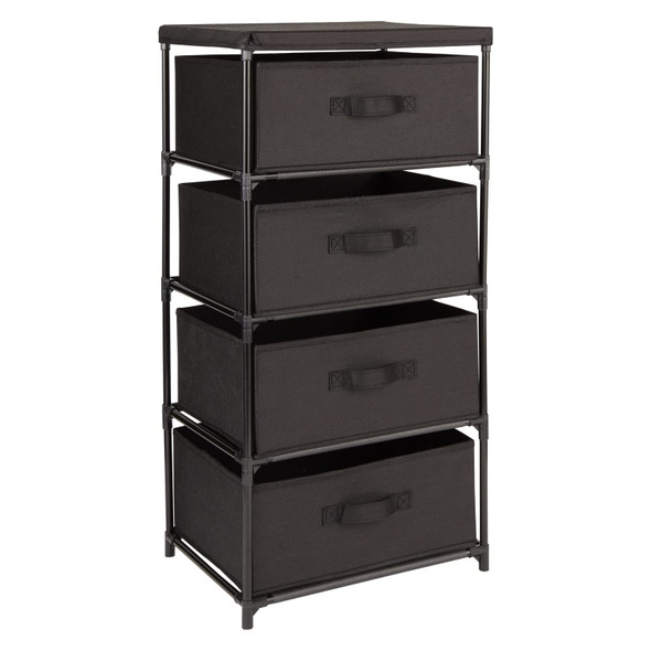 JUVALE 4-TIER TALL CLOSET DRESSER WITH DRAWERS CLOTHES ORGANIZER SMALL - BLACK New
