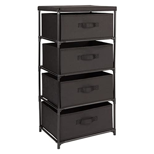 JUVALE 4-TIER TALL CLOSET DRESSER WITH DRAWERS CLOTHES ORGANIZER SMALL - BLACK New