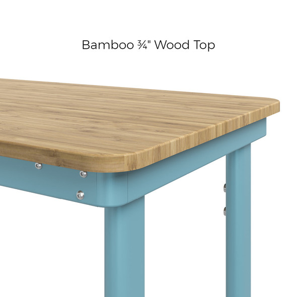 EVEREST 44 IN. WIDE WORK TABLE - MODERN BLUE WITH BAMBOO COLOR