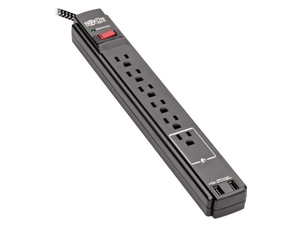Safe-IT Surge Protector 6-Outlet 2 USB Ports Antimicrobial 10ft Cord