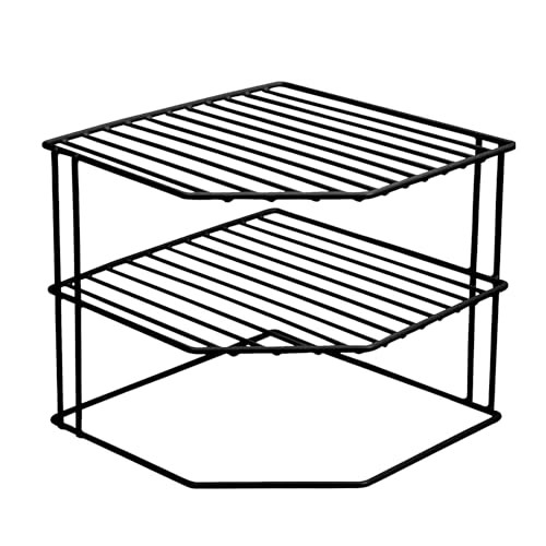 SMART DESIGN 3-TIER KITCHEN CORNER SHELF RACK, STEEL FRAME, 9 X 7.9 INCH - BLACK New