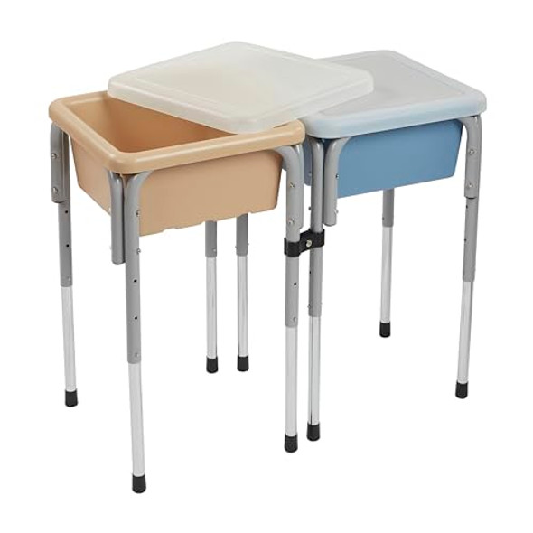 ECR4KIDS 2-Station Sand and Water Adjustable Play Table, Sand/Powder Blue
