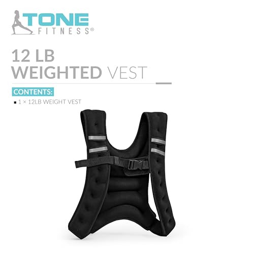 TONE FITNESS WEIGHTED VEST 12 POUNDS - DARK BLACK