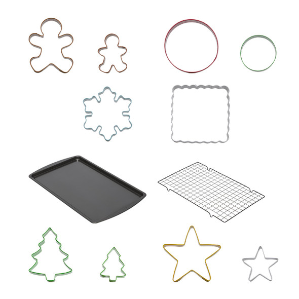 CHICAGO METALLIC 12 PIECE HOLIDAY BAKING SET, FOR MAKING COOKIES - ASSORTED New