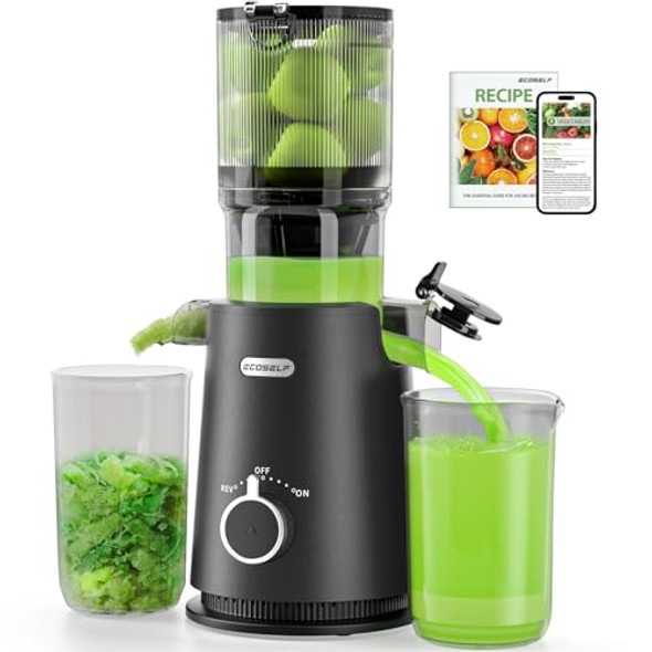 ECOSELF JUICER MACHINES 4.35" LARGE FEED CHUTE HANDS FREE COLD PRESS - BLACK