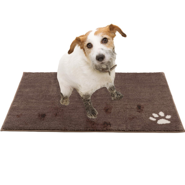 PETMAKER DOG DOOR MAT 36X26-INCH LARGE ENTRYWAY RUG NON-SLIP BACK - BROWN New