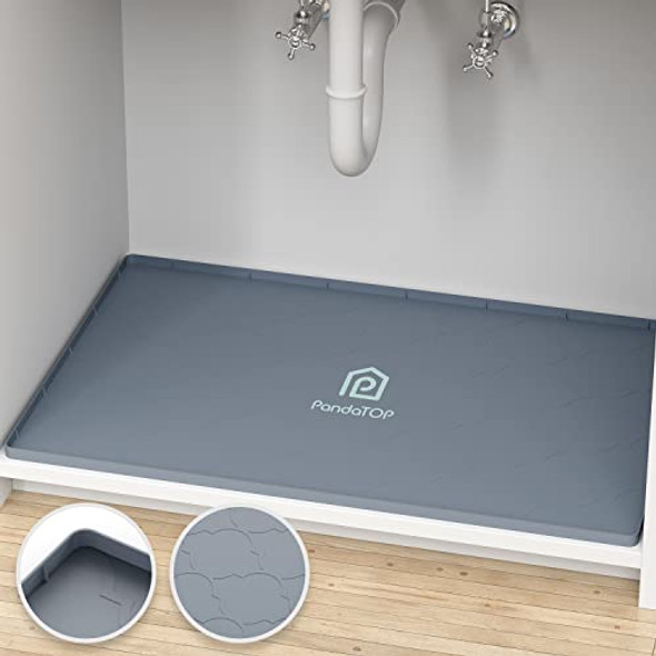 PANDATOP UNDER SINK MAT, 28" X 22" SILICONE KITCHEN CABINET TRAY - GRAY PANDATOP UNDER SINK MAT, 28" X 22" SILICONE KITCHEN CABINET TRAY - GRAY