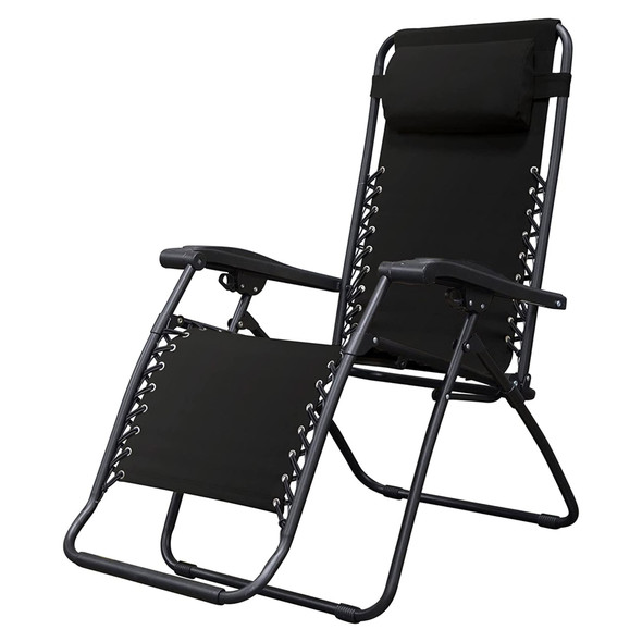 CARAVAN SPORTS ZERO GRAVITY OUTDOOR FOLDING PATIO RECLINER CHAIR - BLACK