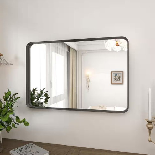 HOMLUX 36 IN. W X 24 IN. H RECTANGLE FRAMED WALL BATHROOM VANITY MIRROR - BLACK HOMLUX 36 IN. W X 24 IN. H RECTANGLE FRAMED WALL BATHROOM VANITY MIRROR - BLACK