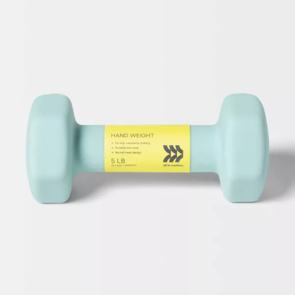 ALL IN MOTION DUMBBELL 5LBS PVC COATED, IRON FILLED, ARM WORKOUT - AQUA ALL IN MOTION DUMBBELL 5LBS PVC COATED, IRON FILLED, ARM WORKOUT - AQUA